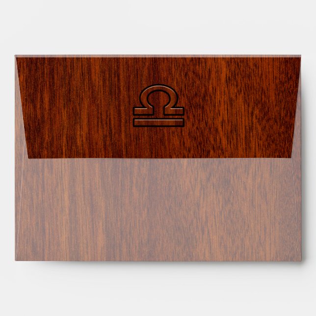 Libra Zodiac Symbol on mahogany style print Envelope (Back (Top Flap))