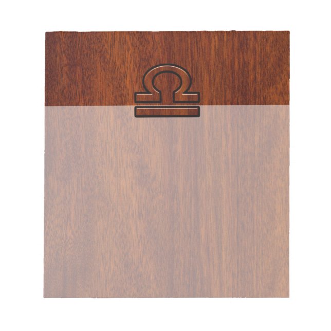 Libra Zodiac Symbol on mahogany style print Notepad (Front)