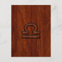 Libra Zodiac Symbol on mahogany style print