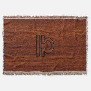 Libra Zodiac Symbol on mahogany style print Throw Blanket
