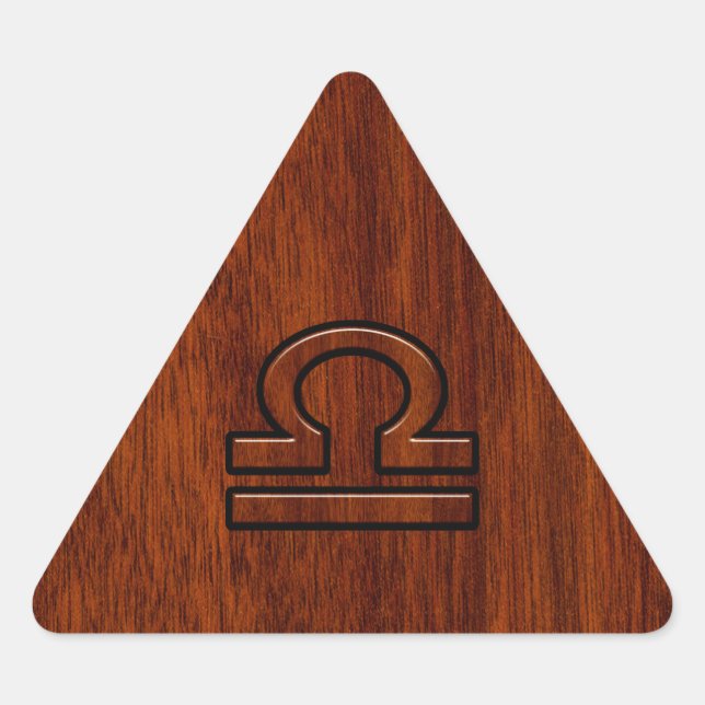 Libra Zodiac Symbol on Mahogany Triangle Sticker (Front)