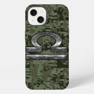 Libra Zodiac Symbol on olive green digital camo iPhone 13 Case