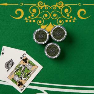 Libra Zodiac Symbol on olive green digital camo Poker Chips