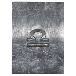 Libra Zodiac Symbol Silver Steel Style Clipboard