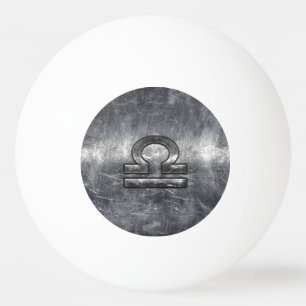 Libra Zodiac Symbol Silver Steel Style Ping Pong Ball