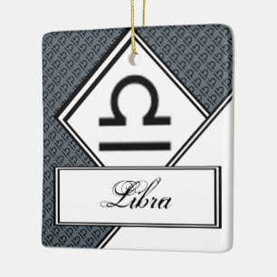 Libra Zodiac Symbol Standard by Kenneth Yoncich Ceramic Tree Decoration