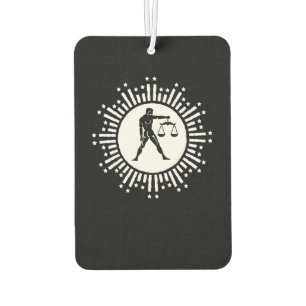 Libra Zodiac Symbol with Stars Black and White Car Air Freshener
