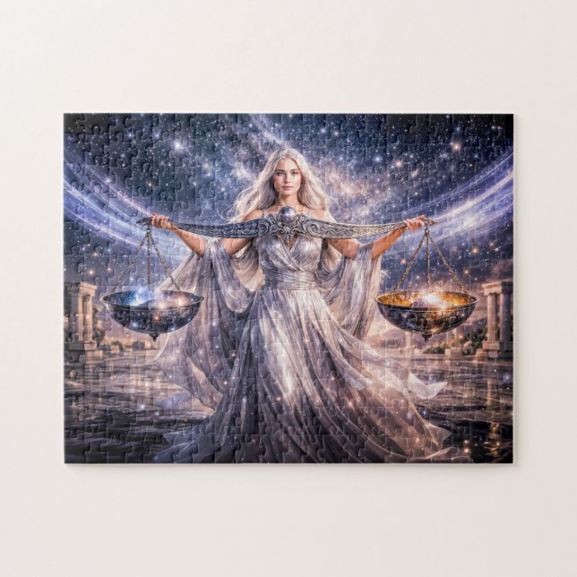 Libra Zodiac with Celestial Maiden Holding the Sca Jigsaw Puzzle (Horizontal)