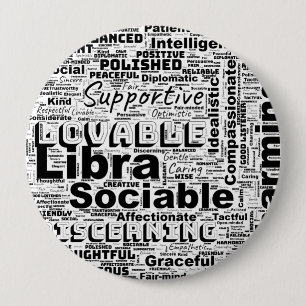 Libra Zodiac Word Cloud Inspiration 10 Cm Round Badge