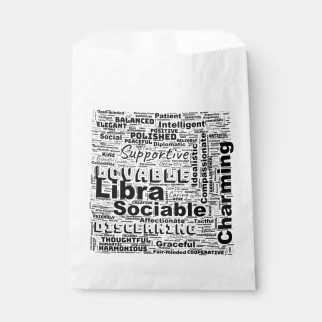 Libra Zodiac Word Cloud Inspiration  Favour Bags (Front)