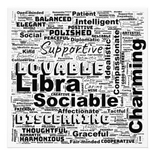 Libra Zodiac Word Cloud Inspiration Glossy Photo Print