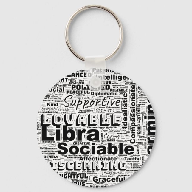 Libra Zodiac Word Cloud Inspiration Key Ring (Front)