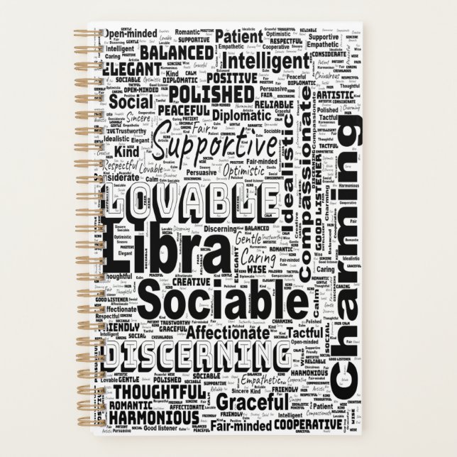 Libra Zodiac Word Cloud Inspiration  Planner (Front)