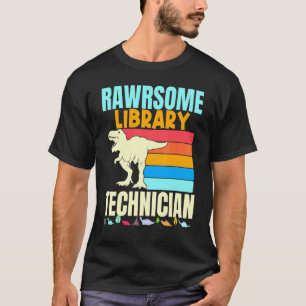 Librarian Awesome Library Technician Dinosaur Book T-Shirt