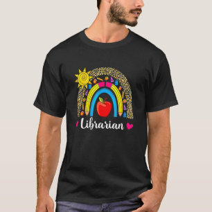 Librarian Boho Rainbow Leopard Back To School T-Shirt