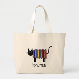 Librarian Book Cat  Large Tote Bag