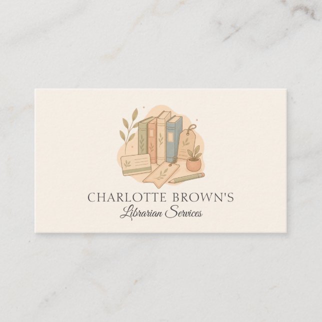 Librarian Book Library Reading Education Business Card (Front)