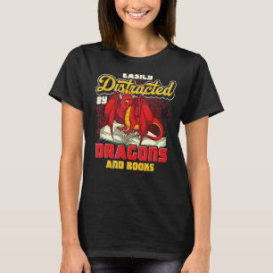 Librarian Bookworm Reading Cute Dragon Book Drago T-Shirt