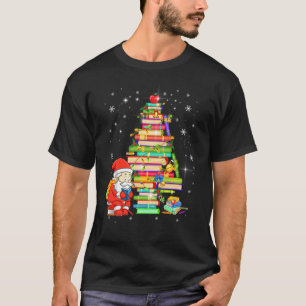 Librarian Christmas Tree Lights Reading Book Read  T-Shirt