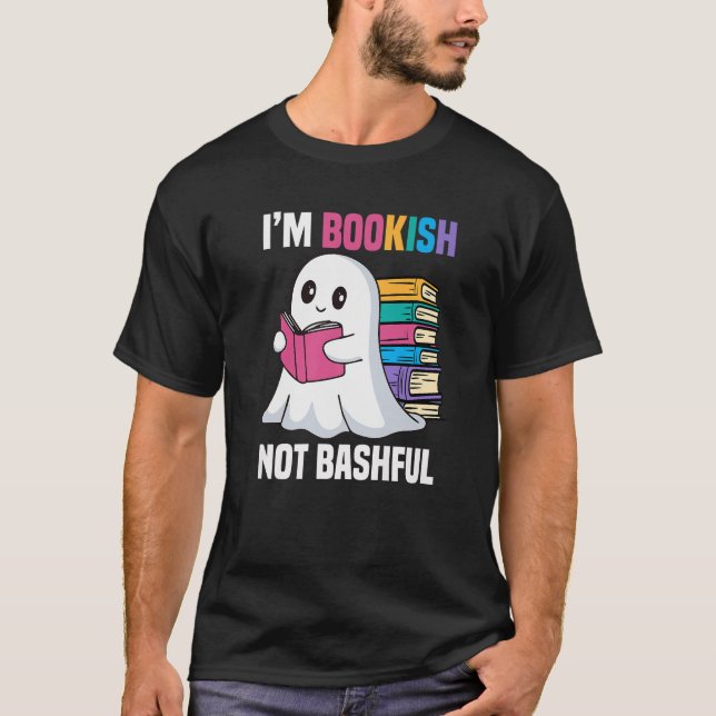 Librarian Cute Book Nerd Reading Books Ghost Libra T-Shirt (Front)