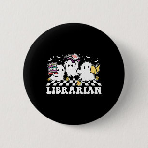 Librarian Cute Ghost Book Reading Funny Halloween  6 Cm Round Badge