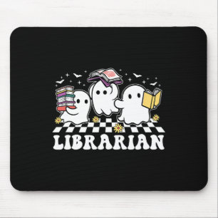 Librarian Cute Ghost Book Reading Funny Halloween  Mouse Pad