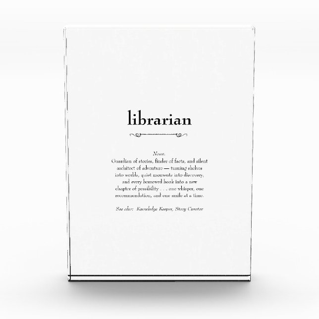Librarian Definition Appreciation Gift Photo Block (Front)