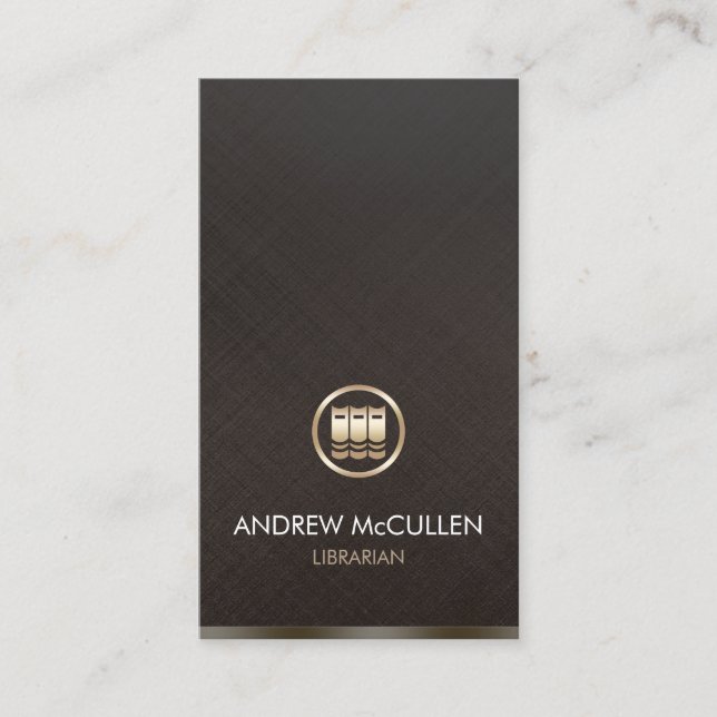 Librarian Faux Gold Books Icon Business Card (Front)