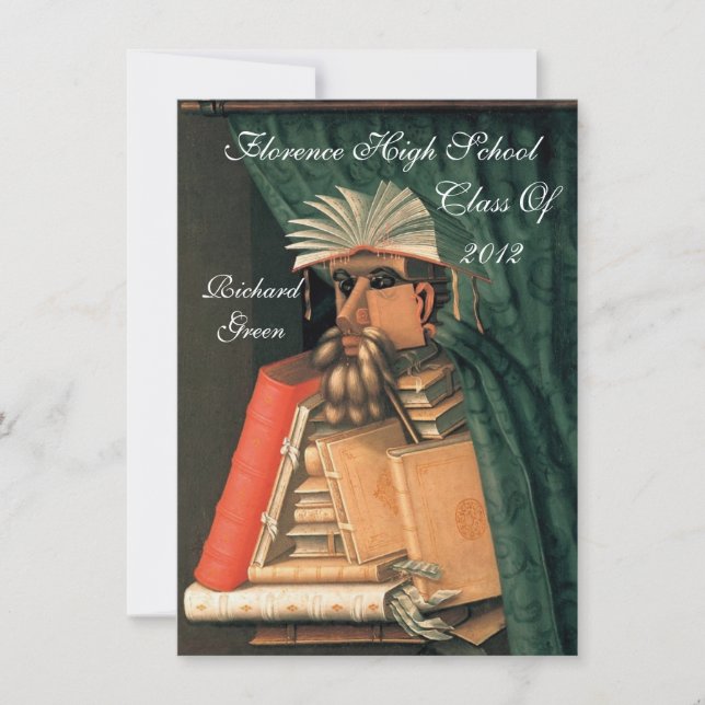 LIBRARIAN GRADUATION PARCHMENT WAX SEAL MONOGRAM INVITATION (Front)