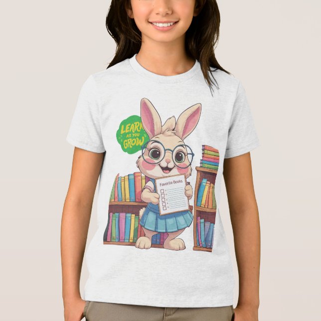 🐰📚 Librarian-in-Training Star – Rabbit Edition Tri-Blend Shirt (Front)
