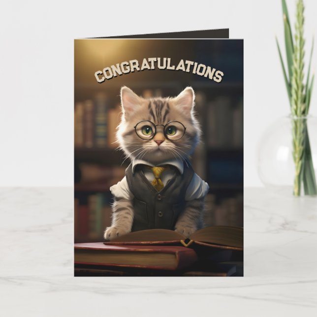 Librarian Kitten Thank You Card (Front)
