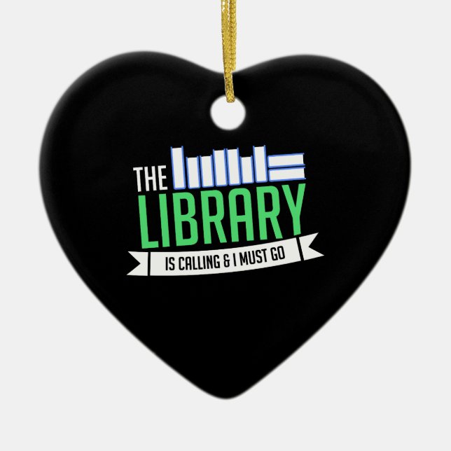 Librarian Library Books Gift Ceramic Tree Decoration (Front)