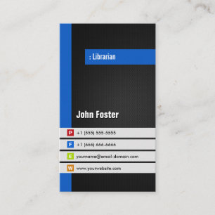 Librarian - Modern Stylish Blue Business Card