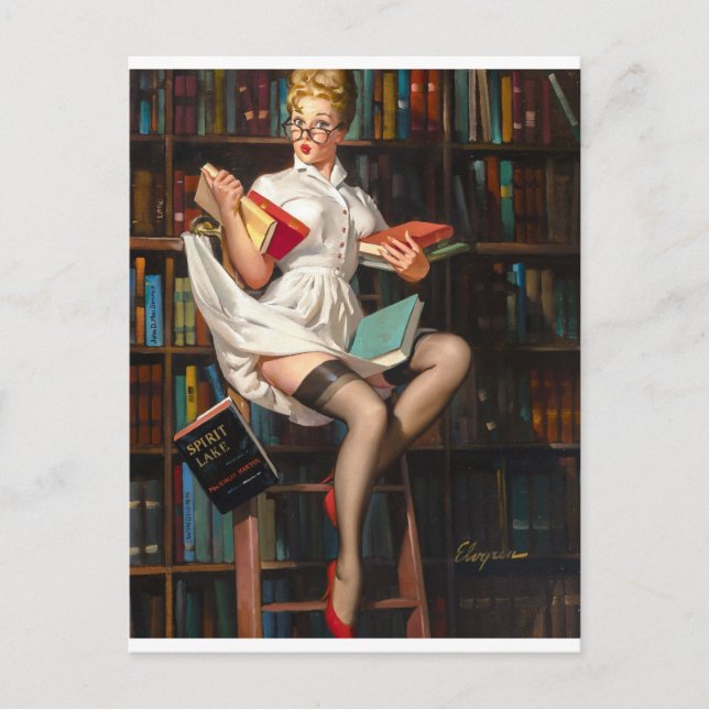Librarian Pin Up Postcard (Front)