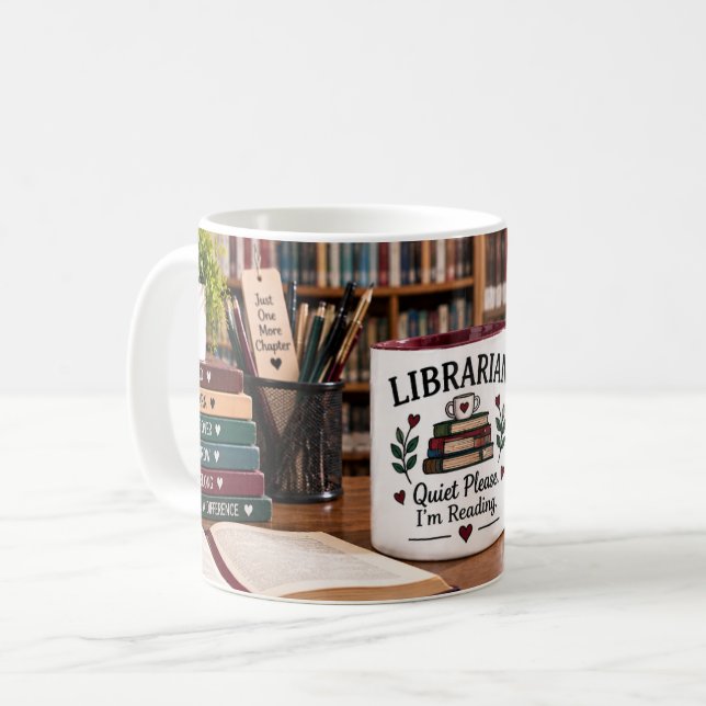 Librarian Quiet Please Reading Mug (Front Left)