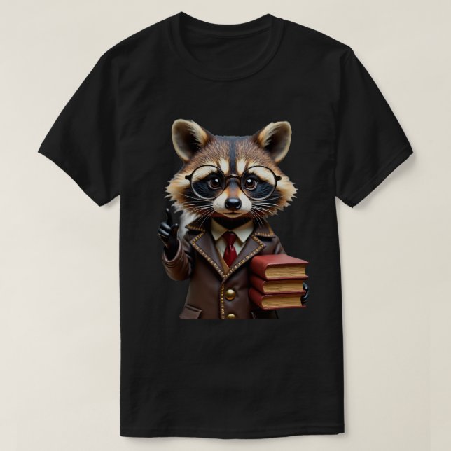 Librarian Racoon T-Shirt (Design Front)