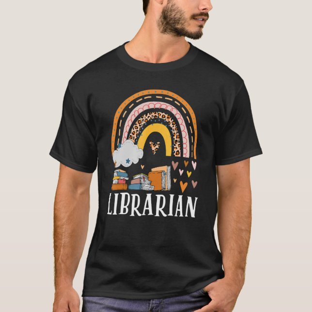 Librarian Rainbow Love Books T-Shirt (Front)