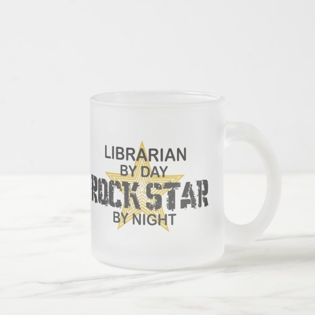 Librarian Rock Star by Night Frosted Glass Coffee Mug (Right)