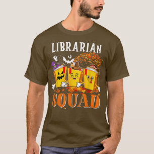 Librarian Squad Thanksgiving Halloween Fall Tre Bo T-Shirt