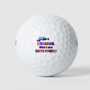 Librarian Superhero, Colourful Fun Design Golf Balls