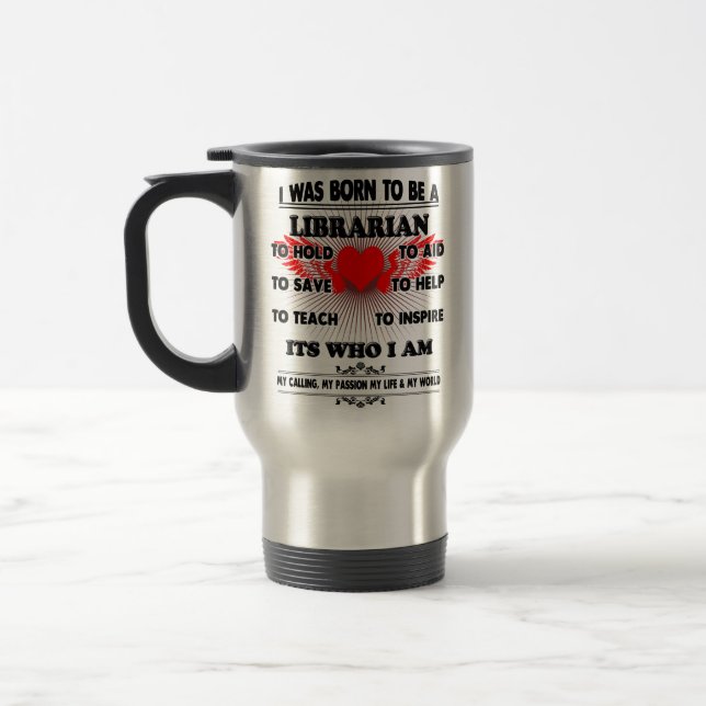 Librarian Travel Mug Coffee Gifts for Men Women (Left)