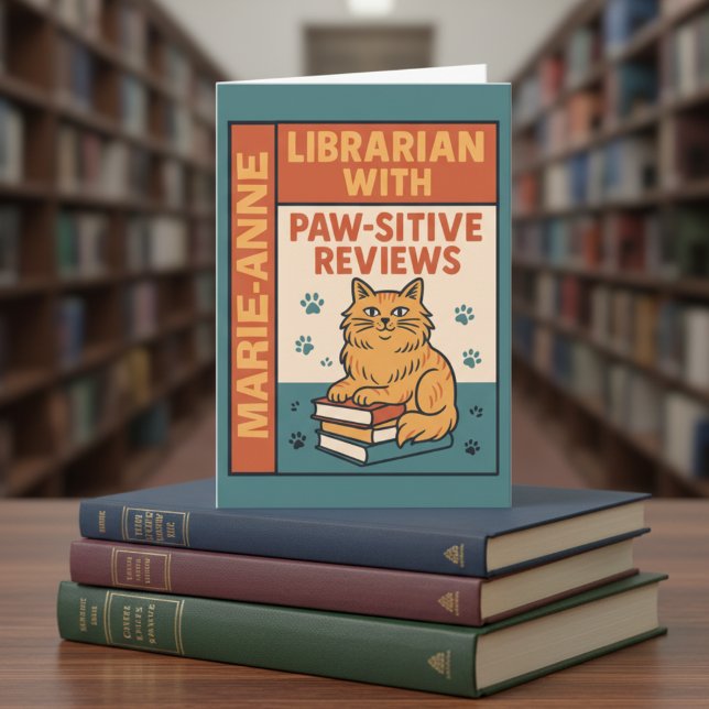 Librarian With Paw-sitive Reviews Cat & Book Lover Card (Creator Uploaded)