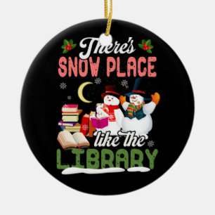 Librarian Xmas There's Snow Place Like The Library Ceramic Tree Decoration