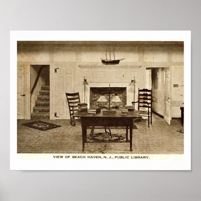 Library, Beach Haven, NJ Vintage Poster (Front)