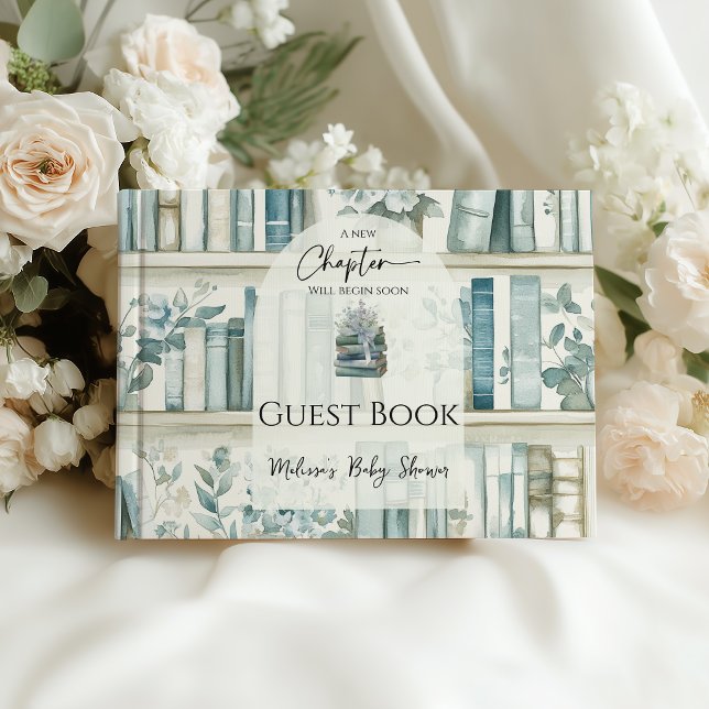 Library Blue Boy New Chapter Baby Shower Guest Book (Creator Uploaded)