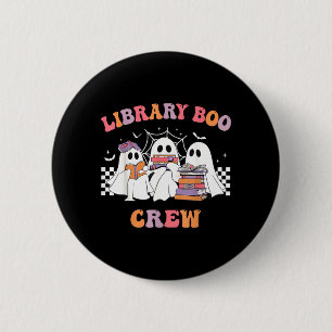Library Boo Crew Book Lovers Funny Halloween 6 Cm Round Badge