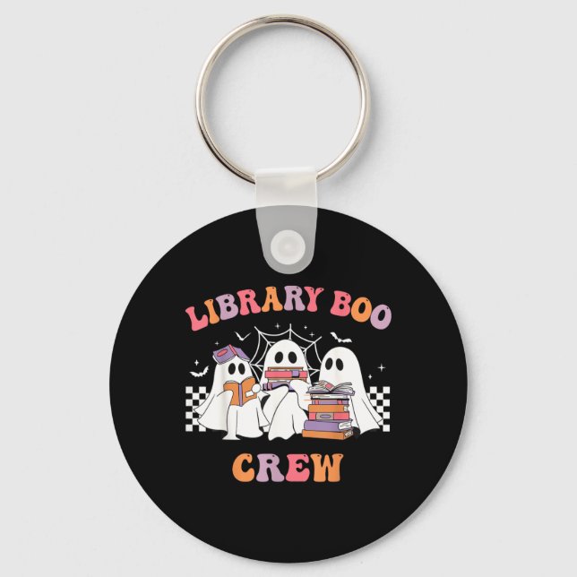 Library Boo Crew Book Lovers Funny Halloween Key Ring (Front)