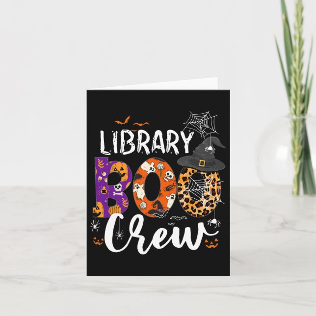 Library Boo Crew School Librarian Halloween Librar Card (Front)