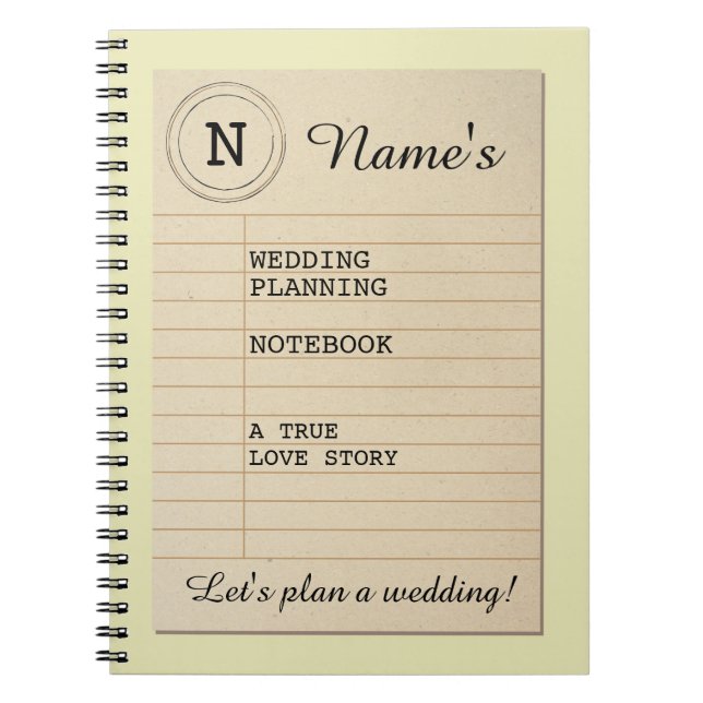 Library Book Author Notebook Wedding Planning (Front)