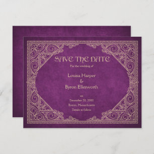 Library Book Burgundy Geek Literary Wedding Save The Date